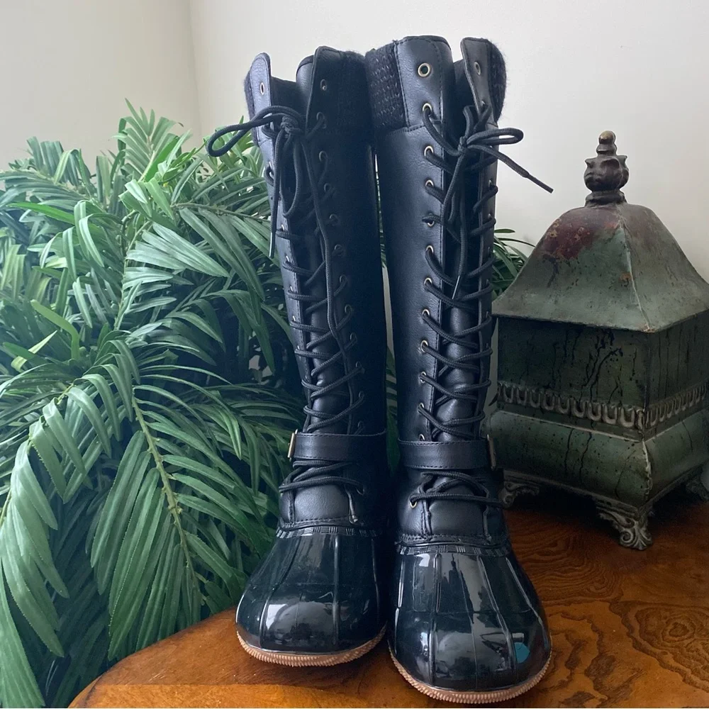 ShoeDazzle Black Meela Duck Boot